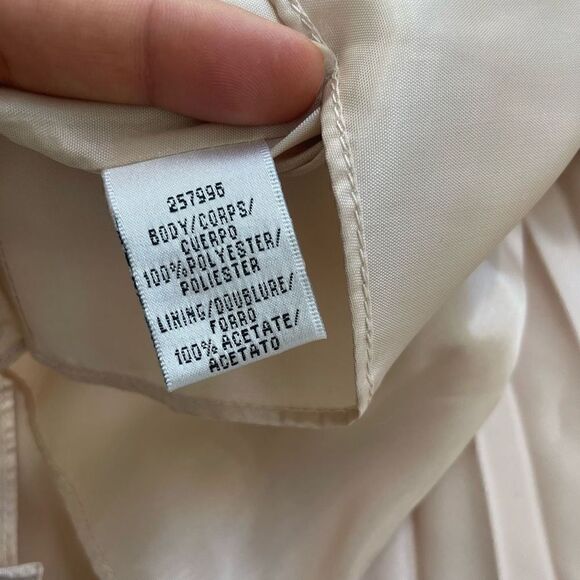 New JS Boutique Beige Pleated Beaded Sleeveless Cocktail Dress Size 10 V Neck - Picture 12 of 14